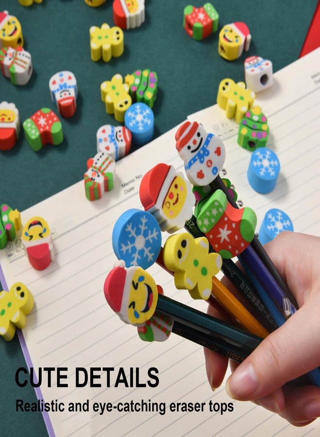 TDOCK 42 Pieces Christmas Pencil Top Erasers for Kids, Christmas Pencil Erasers Toppers Bulk, Cute Mini Cap Erasers for Holiday Party Favors Classroom Rewards Goodie Bags Stuffers Stocking Stuffers - Image 5